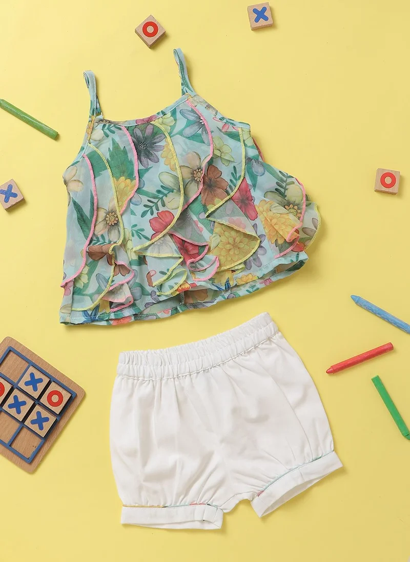 نوتيناتي طقم بناتي مخطط بكشكشة و شورت